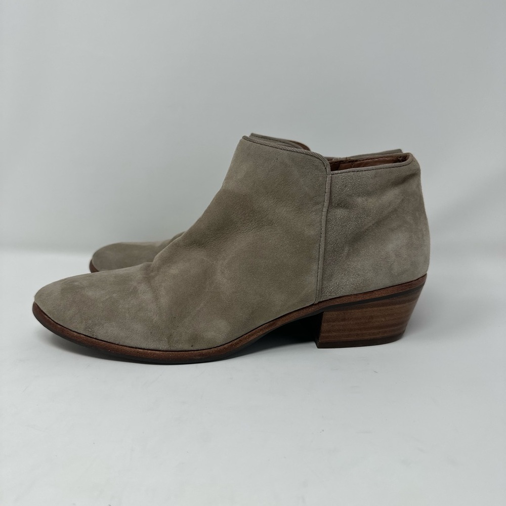 Sam Edelman Petty Ankle Boot Size 8.5 Tan Suede Leather Side Zip Low Heel